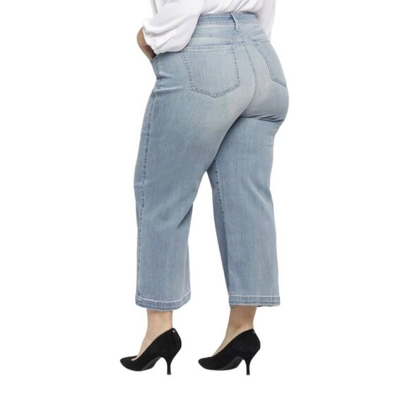 NYDJ Womens Teresa Wide Leg Ank Contour Skylar Light Wash Denim Jeans Size 26W - Picture 2 of 16